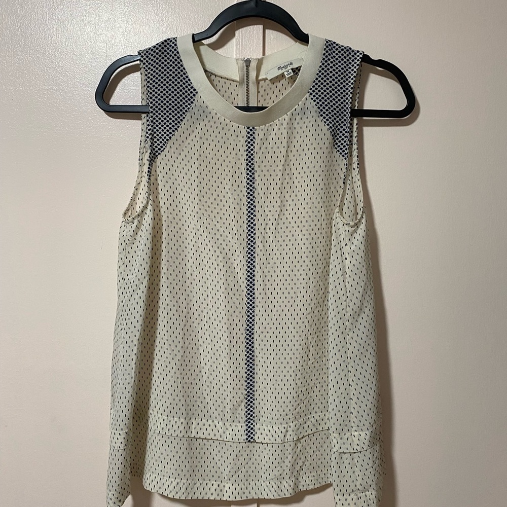 Madewell Sleeveless Cream and Black Top vintage